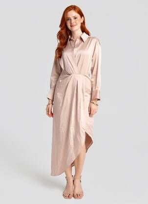 Robe longue beige MANGO femme