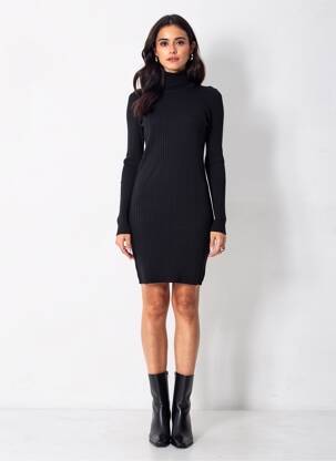 Robe pull noir MANGO femme