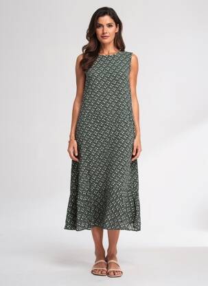 Robe mi-longue vert OPUS femme
