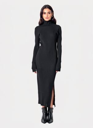 Robe longue noir MANGO femme