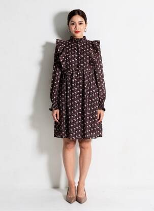 Robe mi-longue marron MOLLY BRACKEN femme