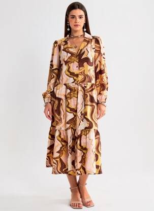 Robe longue marron ONLY femme