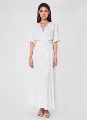 Robe longue beige MANGO femme