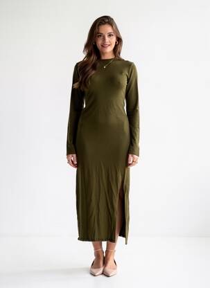 Robe longue vert MANGO femme