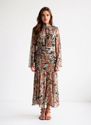 Robe longue noir MANGO femme