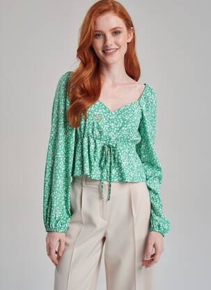 Top manches longues manches longues vert ONLY femme