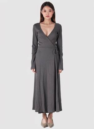 Robe longue gris MANGO femme