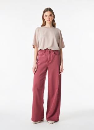 Jeans coupe droite rouge ONLY femme