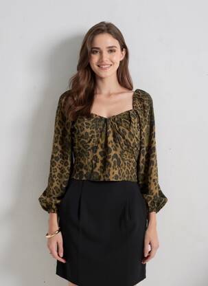 Top marron MANGO femme