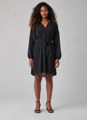 Robe mi-longue col v noir VILA femme