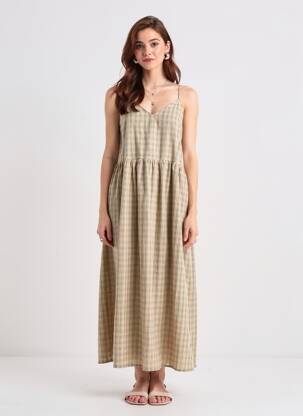 Robe longue sans manche sans manche beige VILA femme