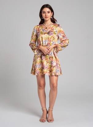 Robe courte jaune ONLY femme