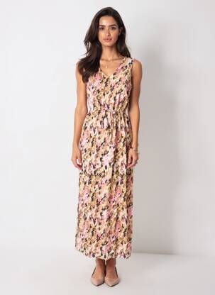 Robe longue col v rose VERO MODA femme