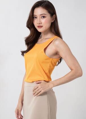 Débardeur coupe droite sans manche orange ONLY femme