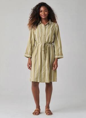 Robe mi-longue manches 3/4 manches 3/4 vert ONLY femme