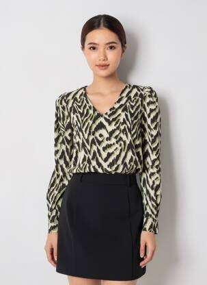 Chemisier coupe droite manches longues vert VILA femme