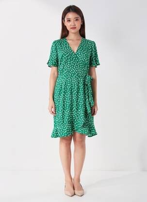 Robe courte manches courtes manches courtes vert ONLY femme