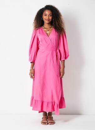 Robe longue col v manches 3/4 violet ONLY femme