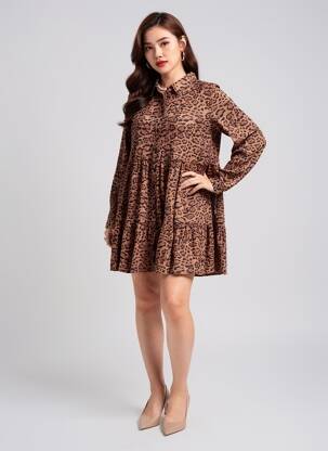 Robe courte marron HAILYS femme