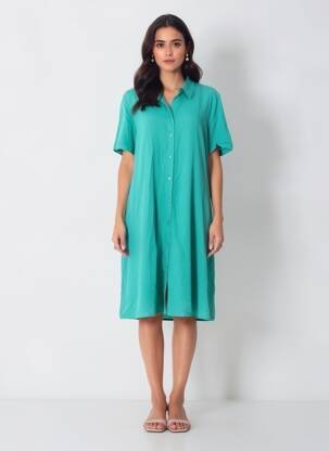 Robe courte manches courtes manches courtes vert VILA femme
