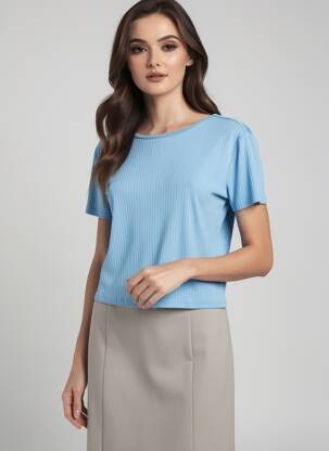T-shirt bleu MANGO femme