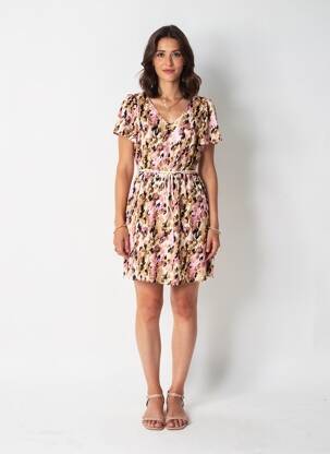 Robe courte col v marron VERO MODA femme