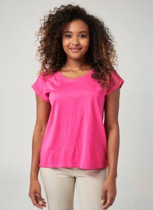 T-shirt col rond manches courtes rose VILA femme
