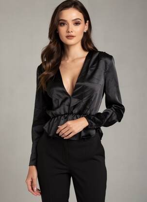 Blouse noir MANGO femme