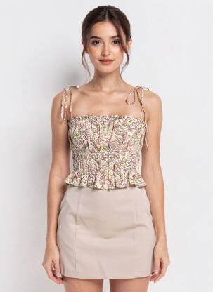 Débardeur marron MANGO femme