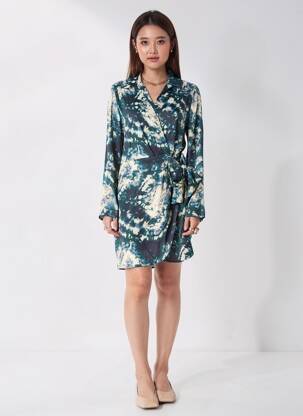 Robe mi-longue vert MANGO femme