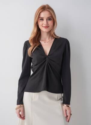 Top manches longues manches longues noir JACQUELINE DE YONG femme