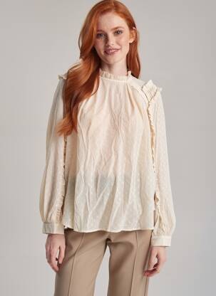 Chemisier manches longues manches longues beige VILA femme