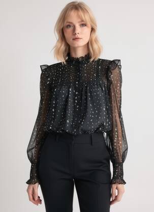 Chemisier noir MANGO femme