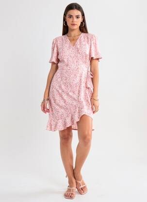 Robe courte manches courtes manches courtes rose ONLY femme