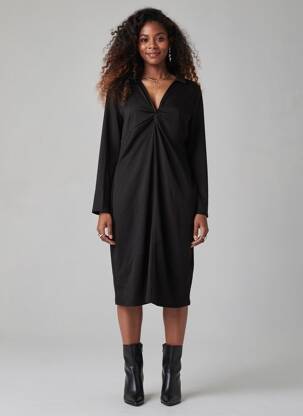 Robe mi-longue noir JACQUELINE DE YONG femme