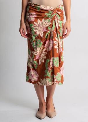 Jupe mi-longue marron MANGO femme