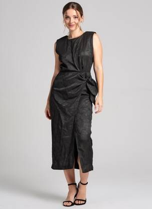 Robe mi-longue noir ASTRID BLACK LABEL femme