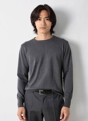 Pull col rond manches longues noir SELECTED homme
