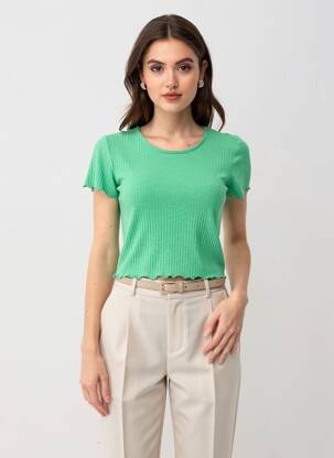 T-shirt col rond vert ONLY femme