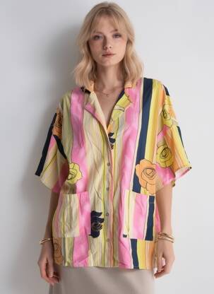 Chemisier manches 3/4 rose OBJECT femme