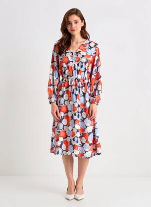 Robe mi-longue orange TOM TAILOR femme
