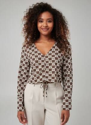 Top manches longues marron ONLY femme
