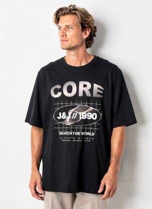 T-shirt col rond noir JACK & JONES homme