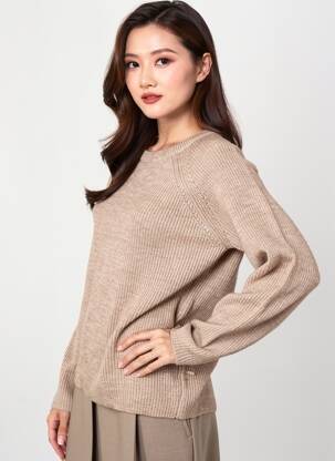 Pull manches longues manches longues marron ONLY femme