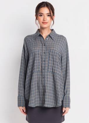 Chemisier bleu MANGO femme