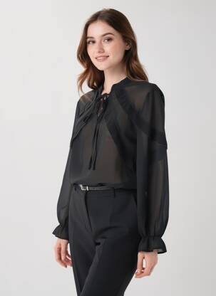 Chemisier coupe droite manches longues noir VILA femme