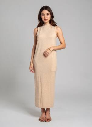 Robe pull marron MANGO femme