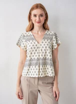 Chemisier coupe droite manches courtes blanc VILA femme