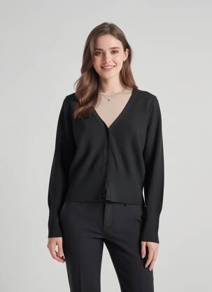 Gilet manches longues noir ASTRID BLACK LABEL femme