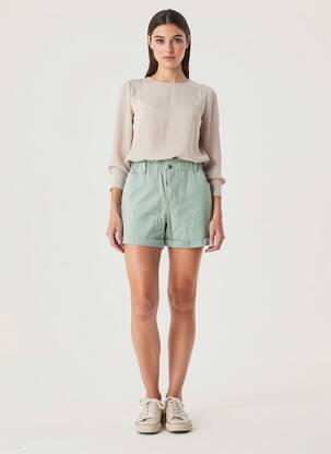 Short finition revers taille haute vert JACQUELINE DE YONG femme